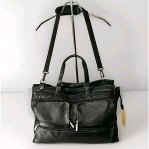 D'Brozzi Black‎ Leather Duffel Bag, Well Worn Gorgeous Soft Leather Vintage